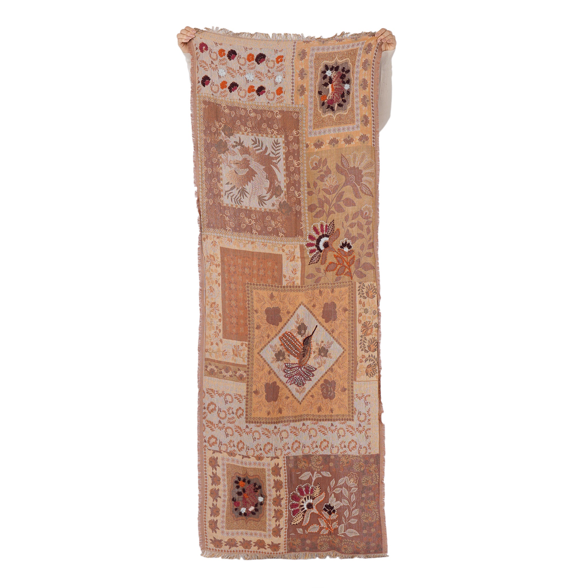 Juniper Patchwork Scarf - Brown Rust
