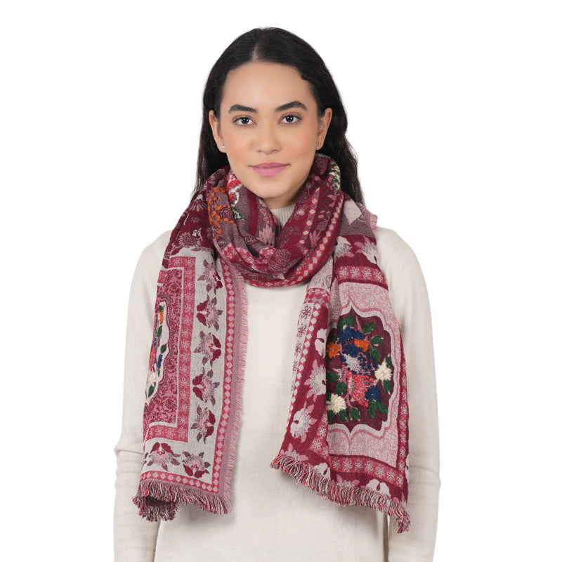 Juniper Patchwork Scarf - Burgundy