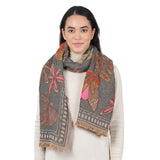 Canyon Petal Embroidered Scarf - Dark Teal