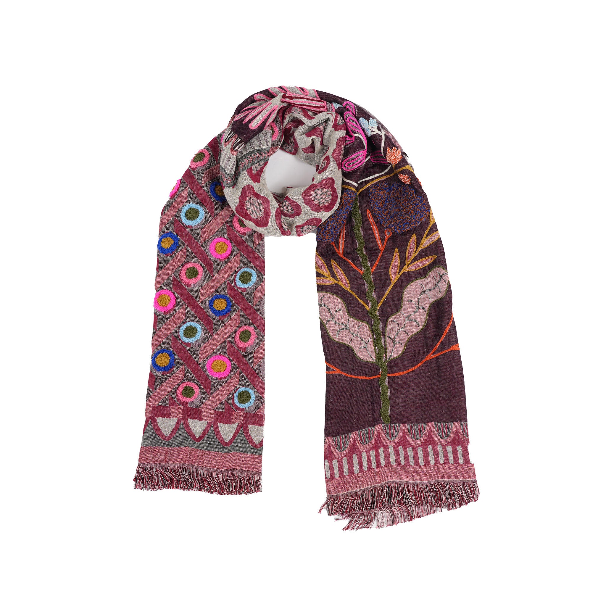 Dustflower Scarf - Brown Red