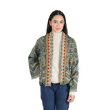 Geometric Kimono Jacket – Olive Gold