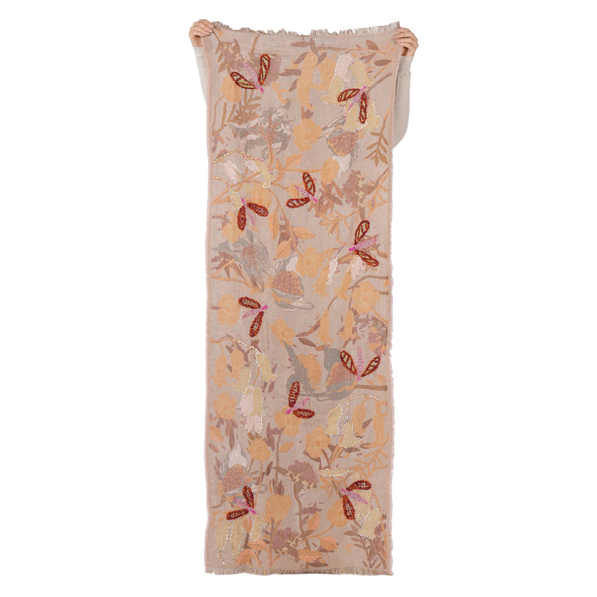 Dragonfly Meadow Scarf - Mustard Brown