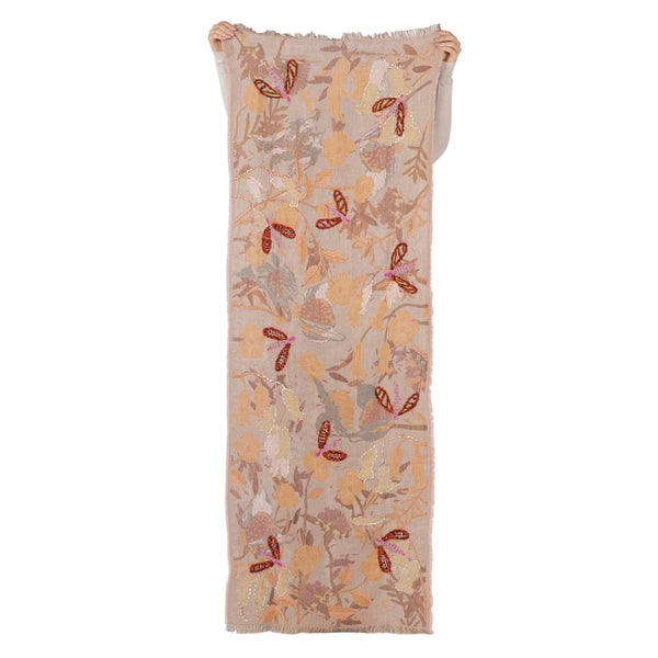 Dragonfly Meadow Scarf - Mustard Brown