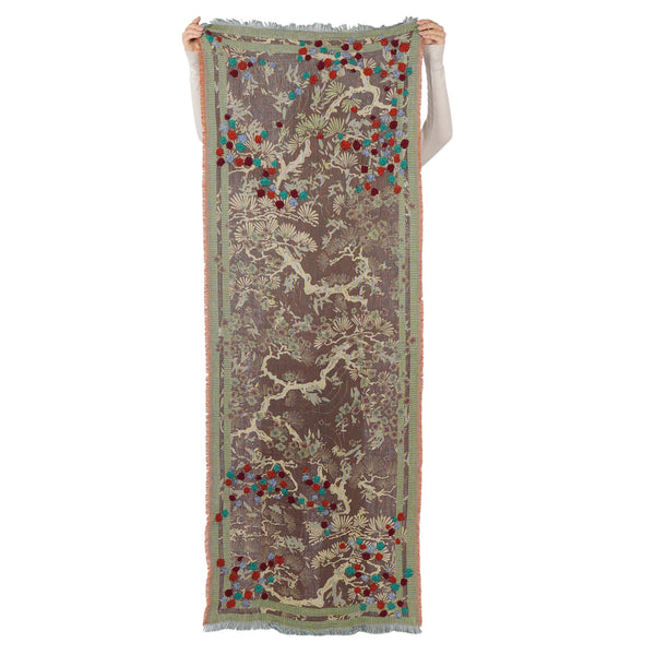 Botanica Embroidered Scarf -  Brown