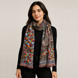 Botanica Embroidered Cottonblend Scarf – Shrub Green
