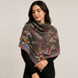 Botanica Embroidered Cottonblend Scarf – Shrub Green