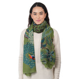 Woodland Embroidered Wool Scarf - Green