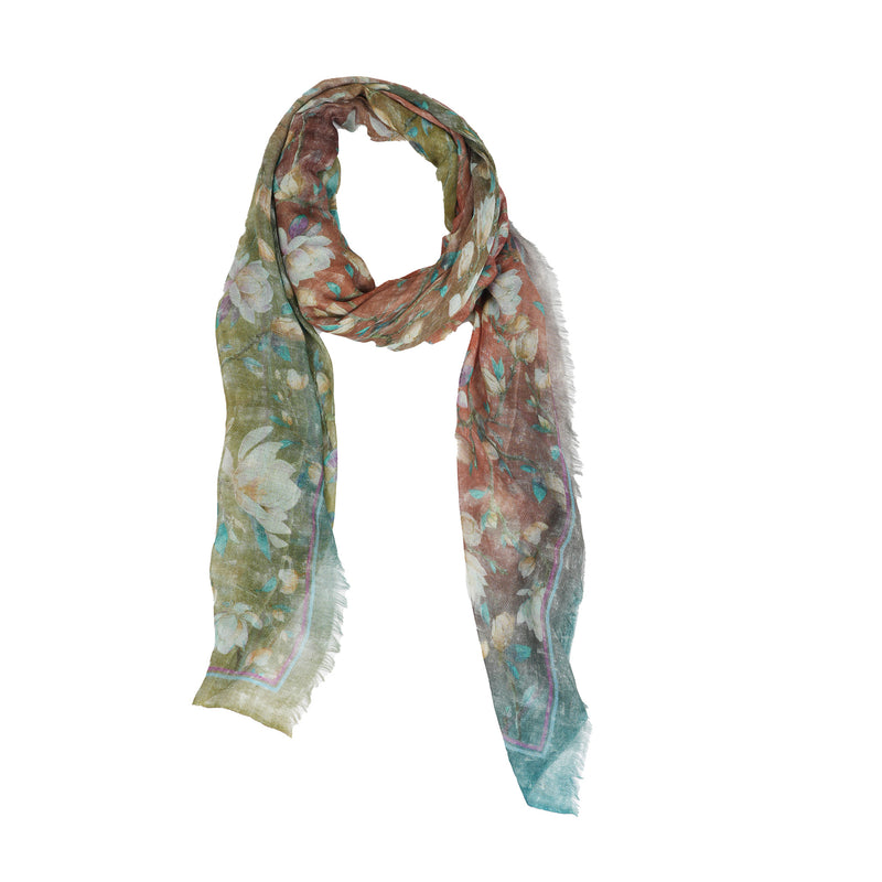 Magnolia Blossom Gradient Square Wrap - Chestnut Brown