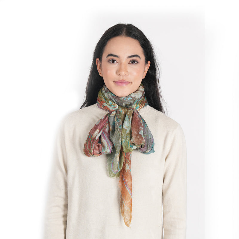 Magnolia Blossom Gradient Square Wrap - Chestnut Brown