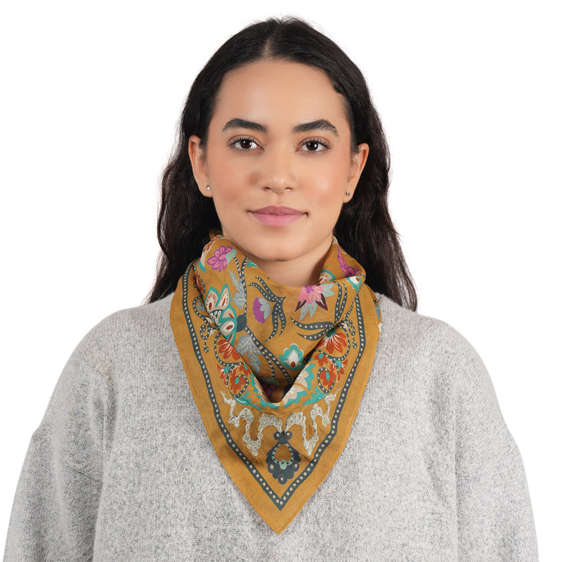 High Noon Floral Bandana - Bronze Mist