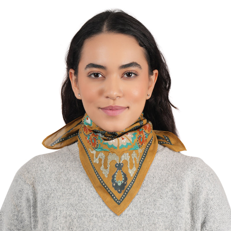 High Noon Floral Bandana - Bronze Mist