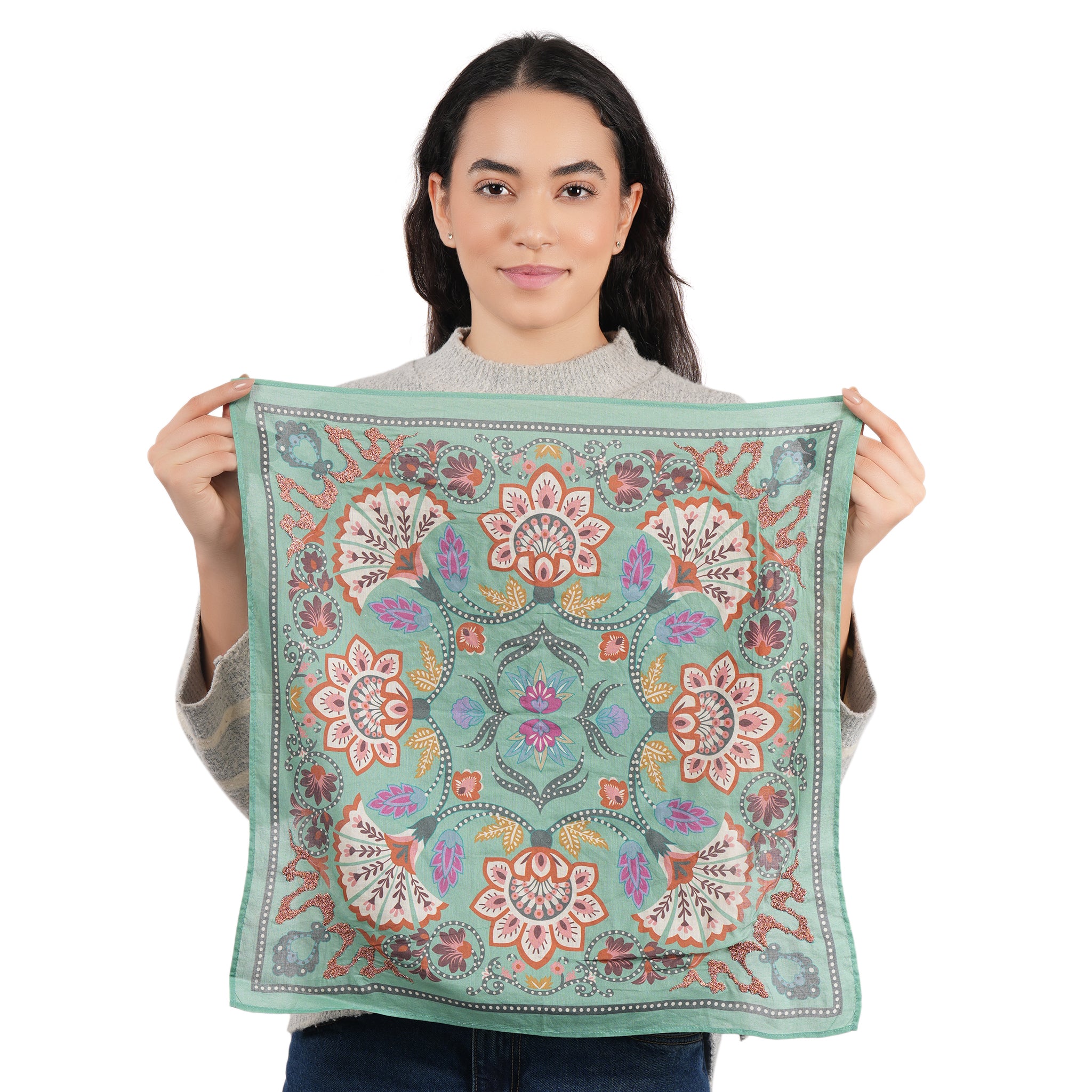 High Noon Floral Bandana - Granite Green