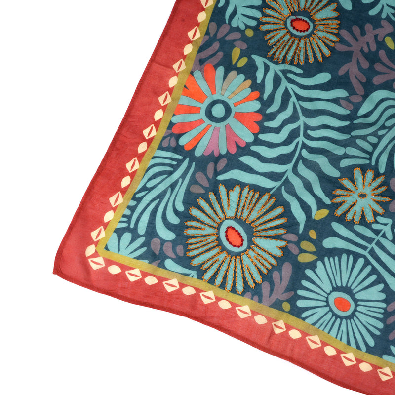 Dakota Floral Bandana - Teal Blue