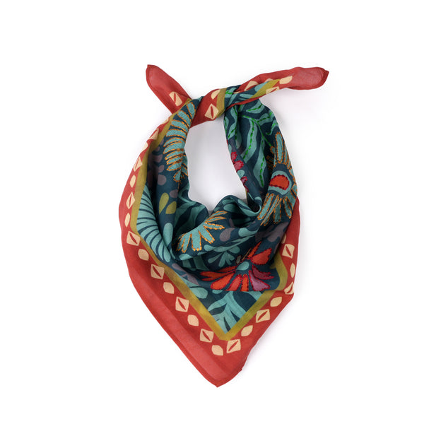 Dakota Floral Bandana - Teal Blue
