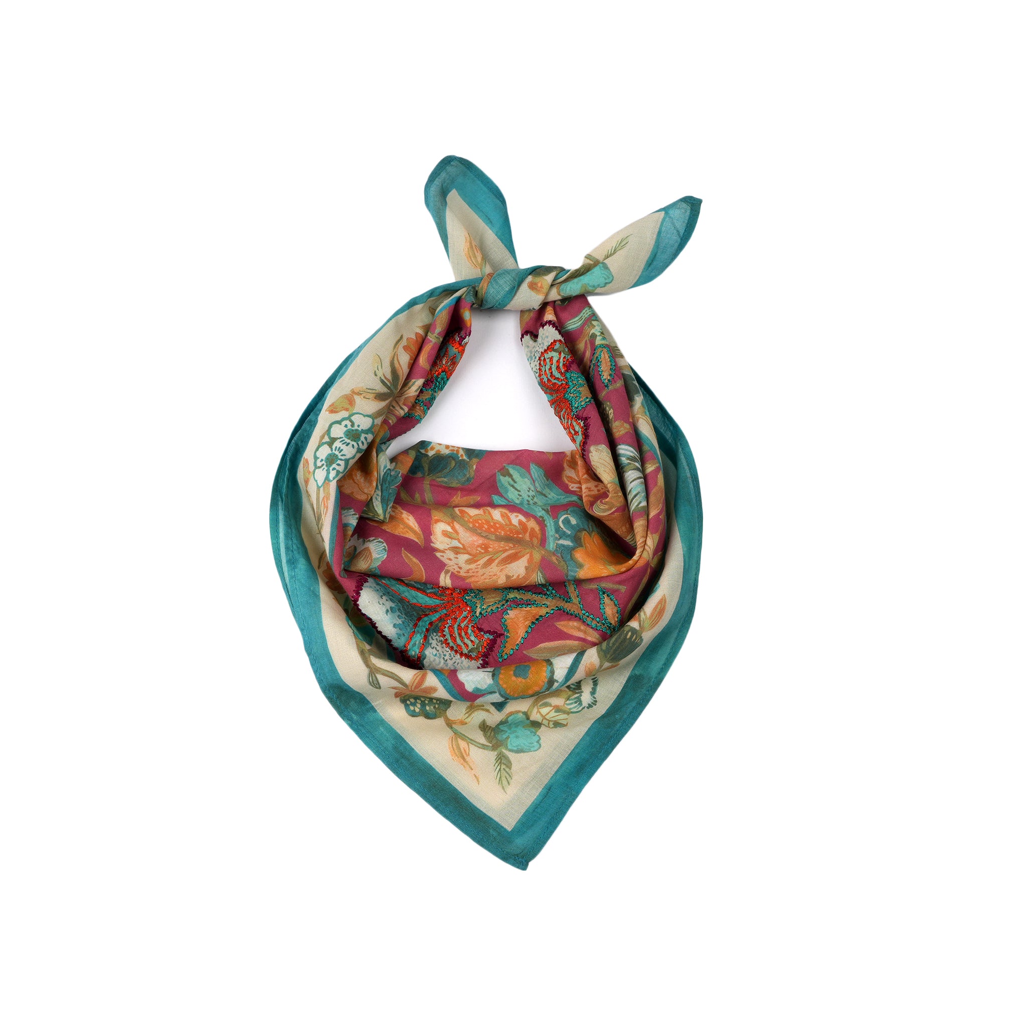 Rosette Floral Bandana -  Mauvewood