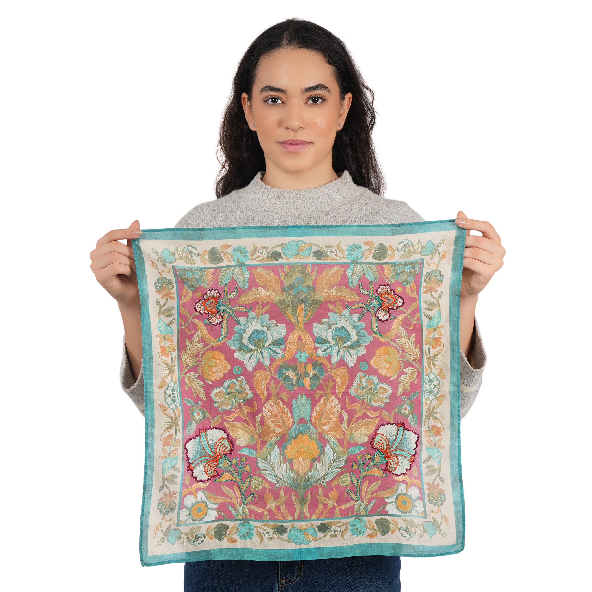 Rosette Floral Bandana -  Mauvewood