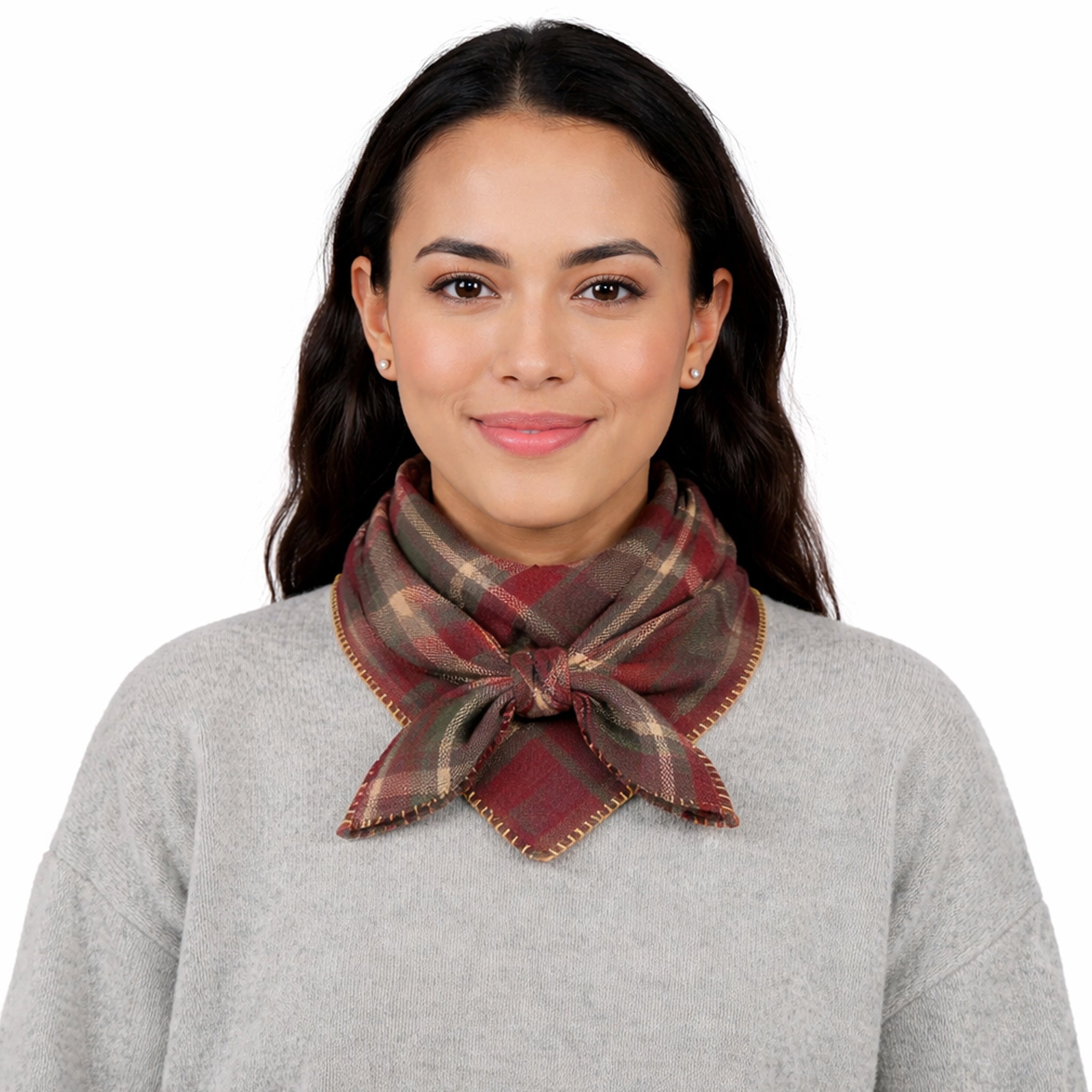 Cabin core Plaid Bandana -  Dark Olive