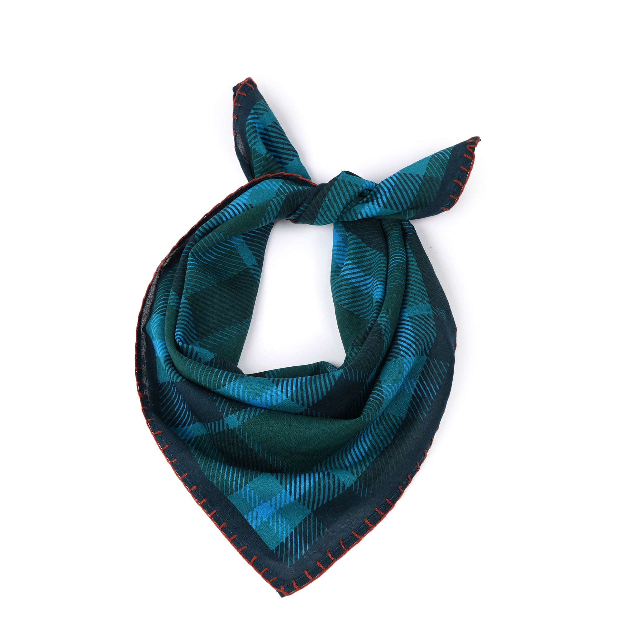 Cabin core Plaid Bandana -  Teal Blue