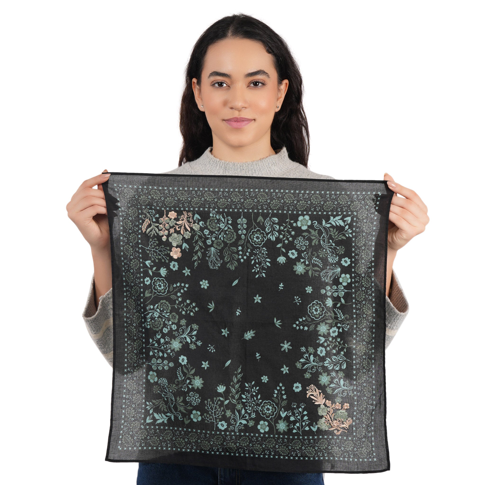 Rodeo Lassie Embroidered Bandana - Black
