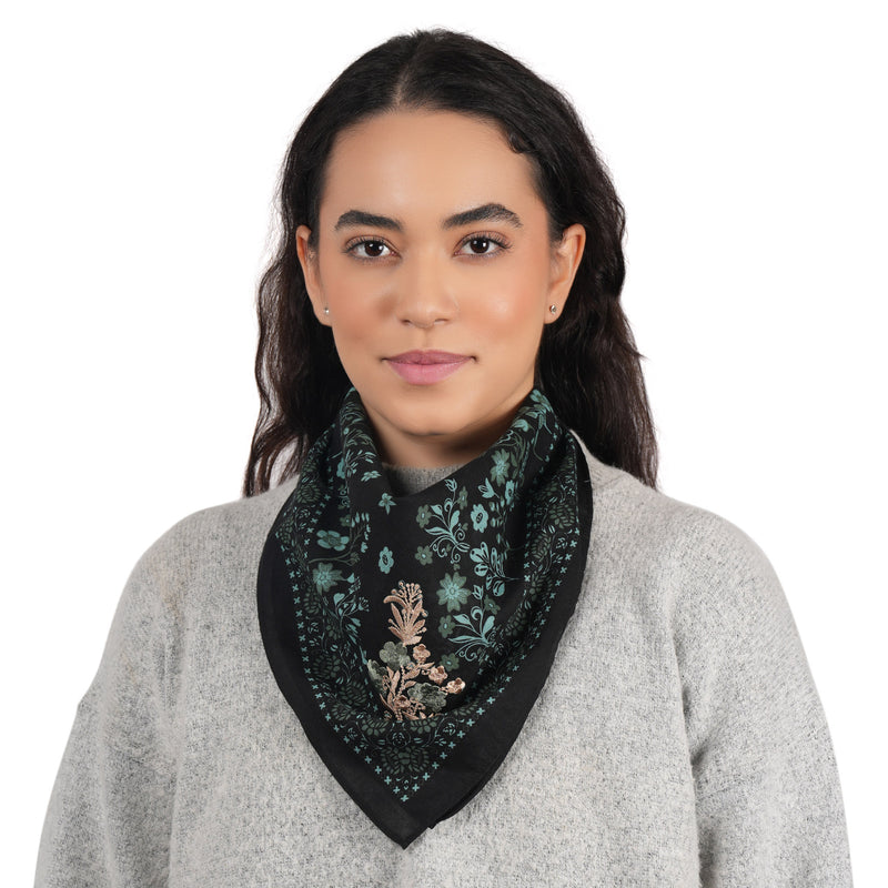 Rodeo Lassie Embroidered Bandana - Black