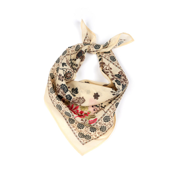 Rodeo Lassie Embroidered Bandana - Cream