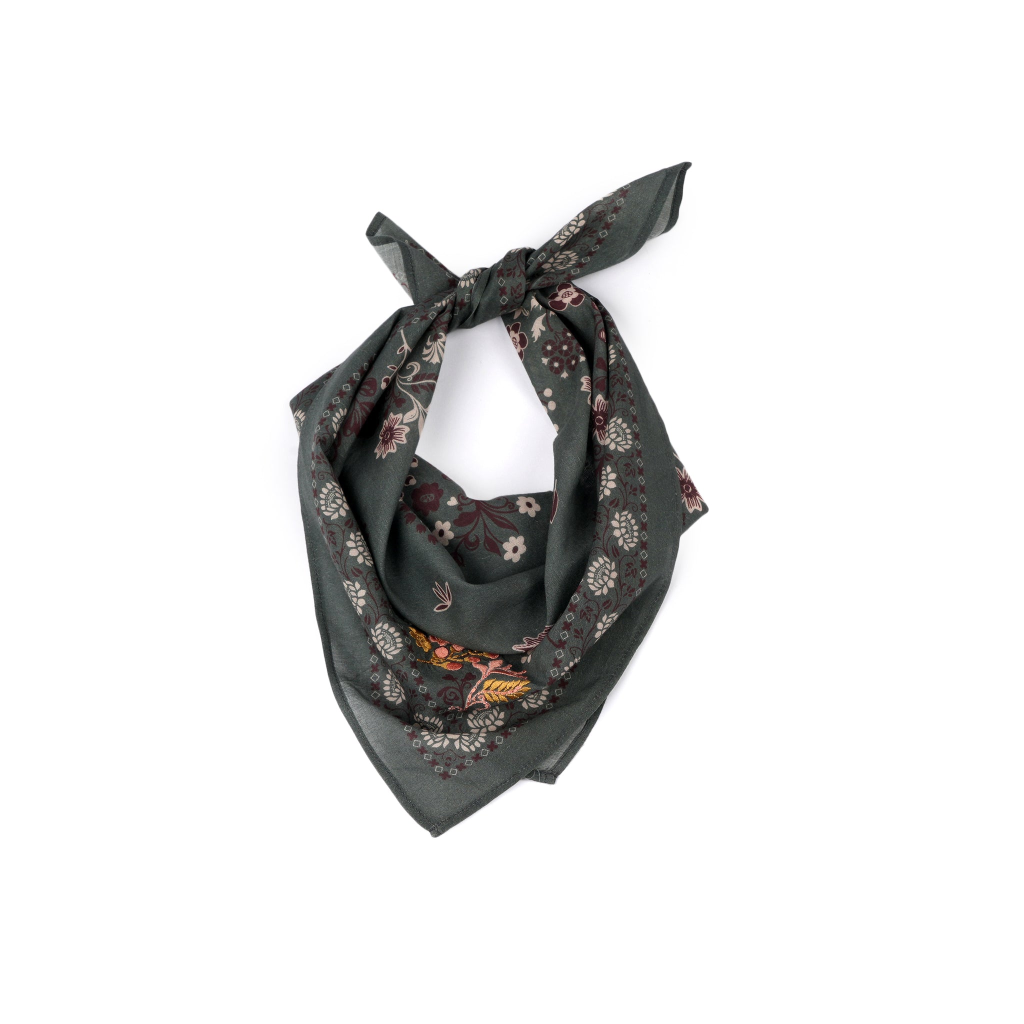 Rodeo Lassie Embroidered Bandana - Dusty Olive