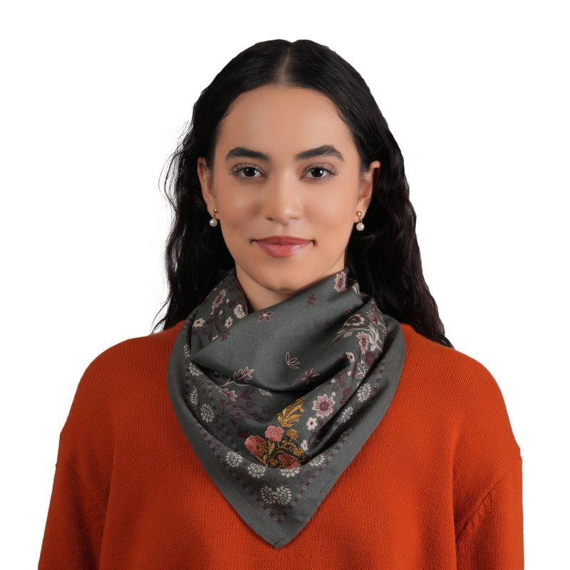 Rodeo Lassie Embroidered Bandana - Dusty Olive