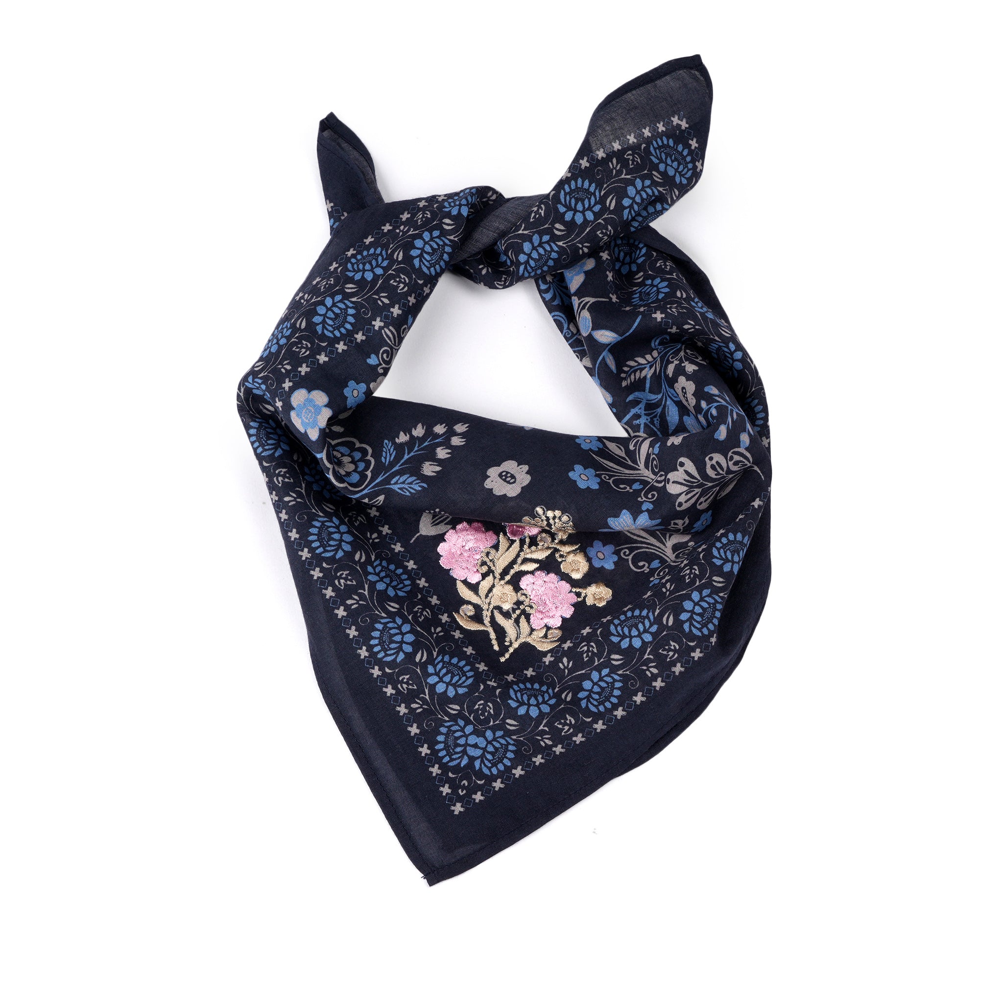 Rodeo Lassie Embroidered Bandana - Navy