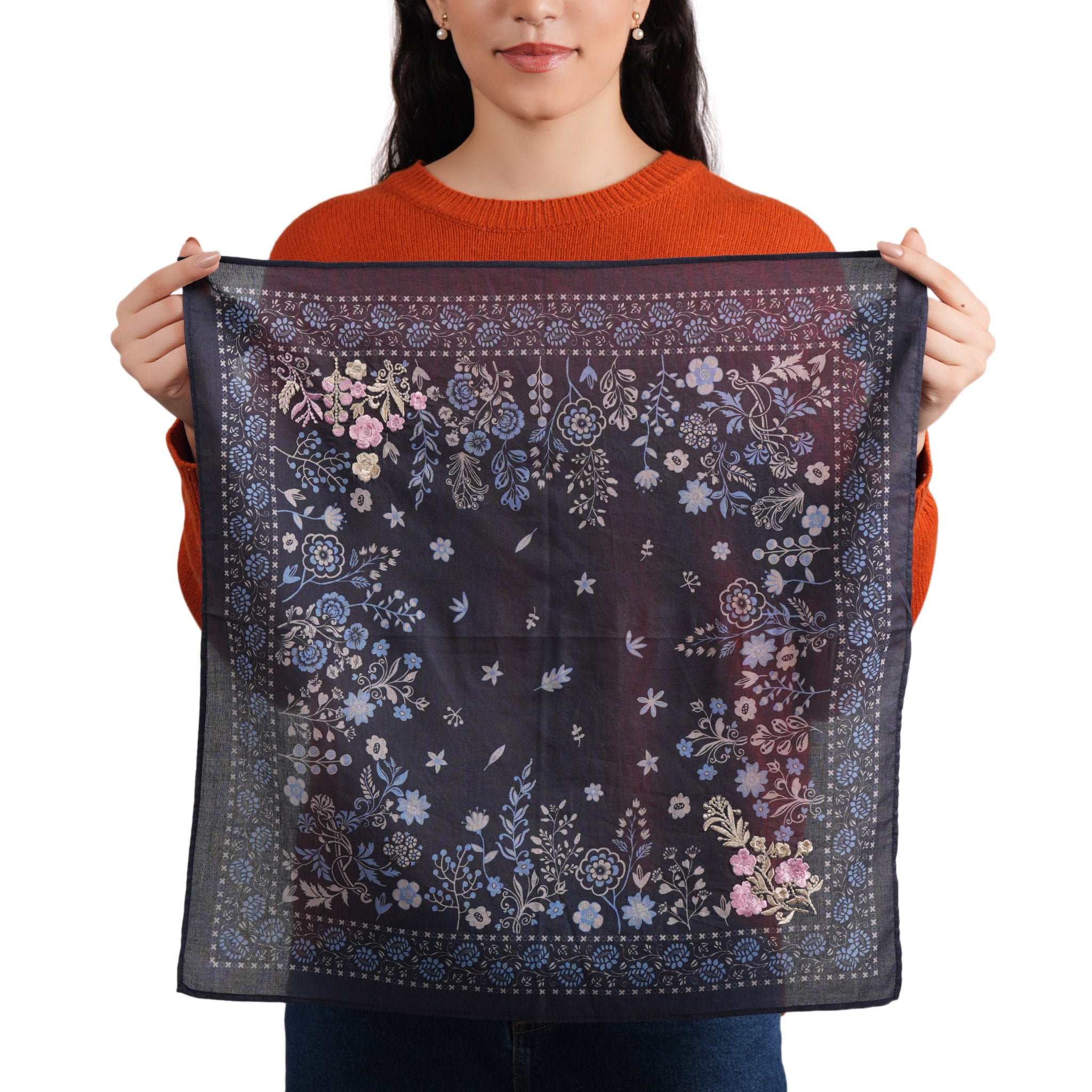 Rodeo Lassie Embroidered Bandana - Navy