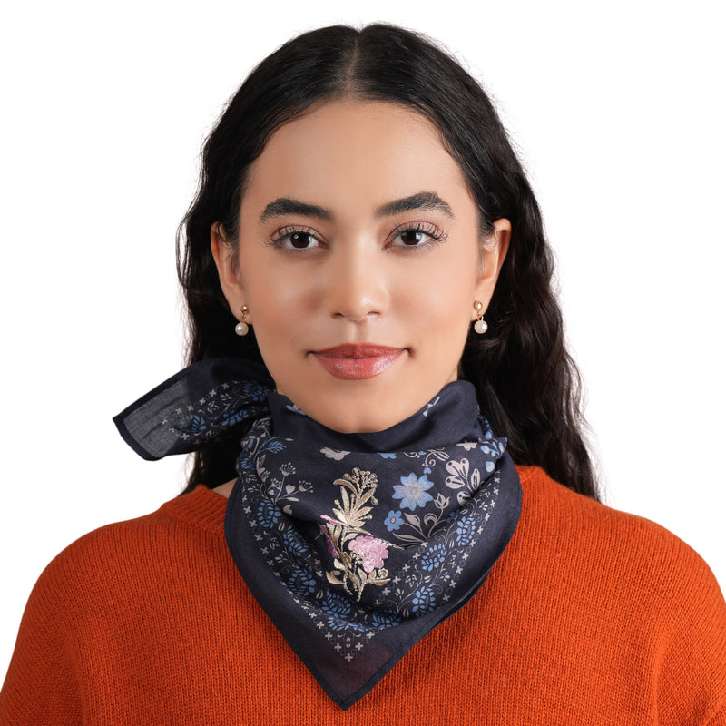 Rodeo Lassie Embroidered Bandana - Navy