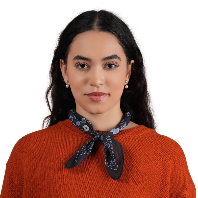 Rodeo Lassie Embroidered Bandana - Navy