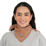 Paisley Patch Embroidered Bandana - Almond