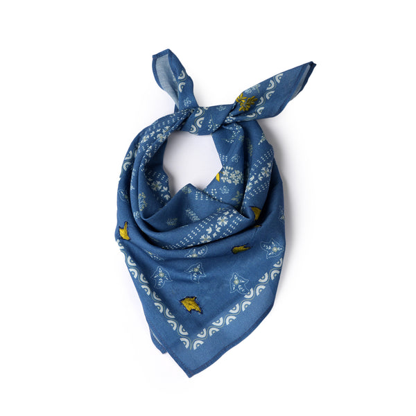 Paisley Patch Embroidered Bandana - Moonlight Blue