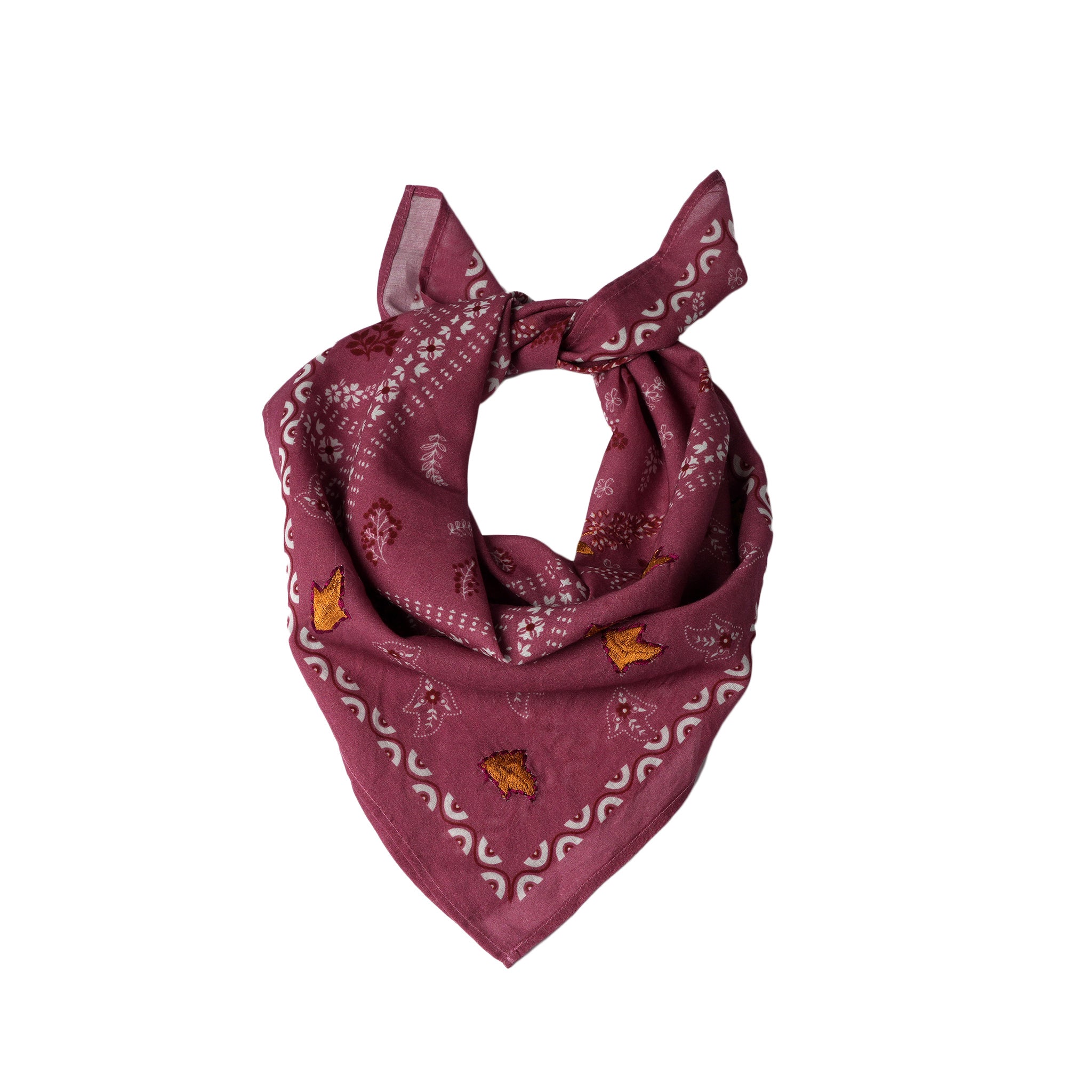 Paisley Patch Embroidered Bandana - Rose Pink