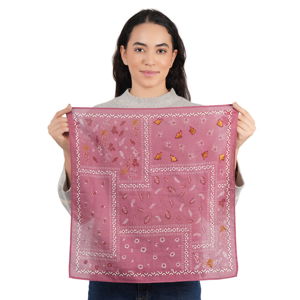 Paisley Patch Embroidered Bandana - Rose Pink