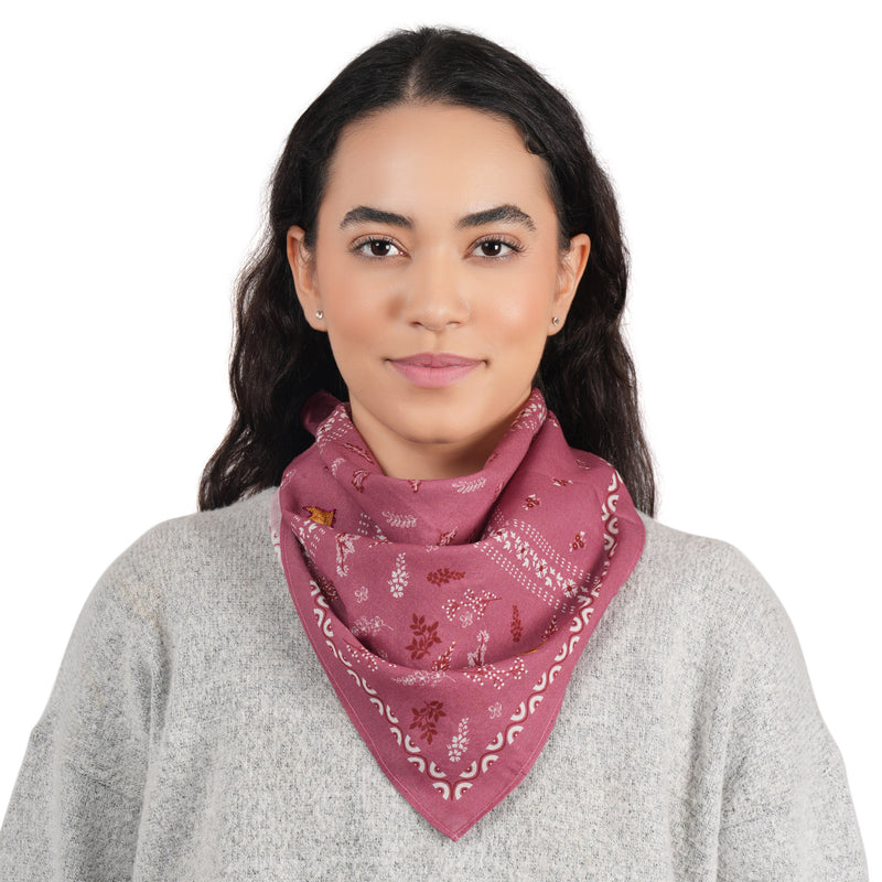 Paisley Patch Embroidered Bandana - Rose Pink