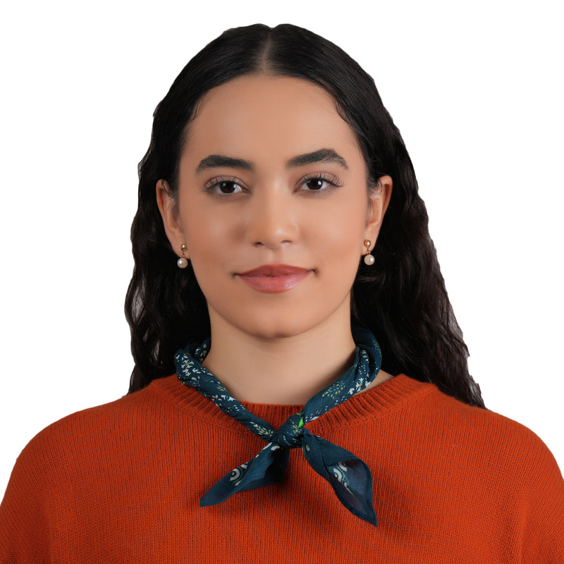 Paisley Patch Embroidered Bandana - Teal Blue