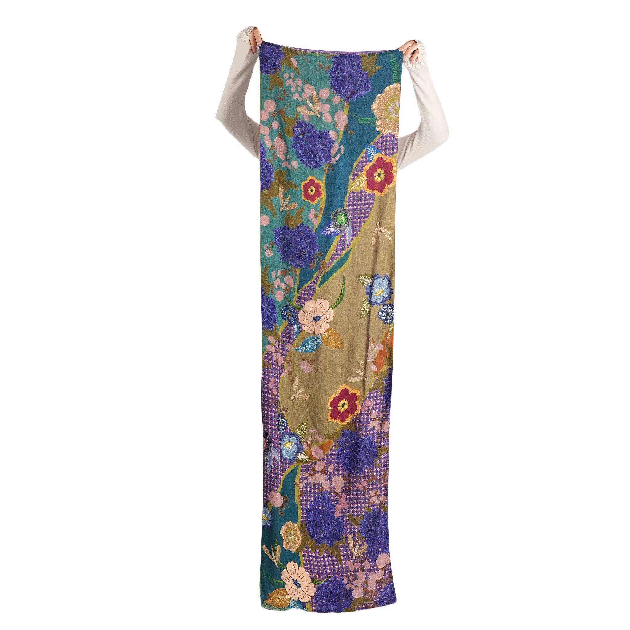 Reversible Garden Patchwork Scarf – Purple Sage