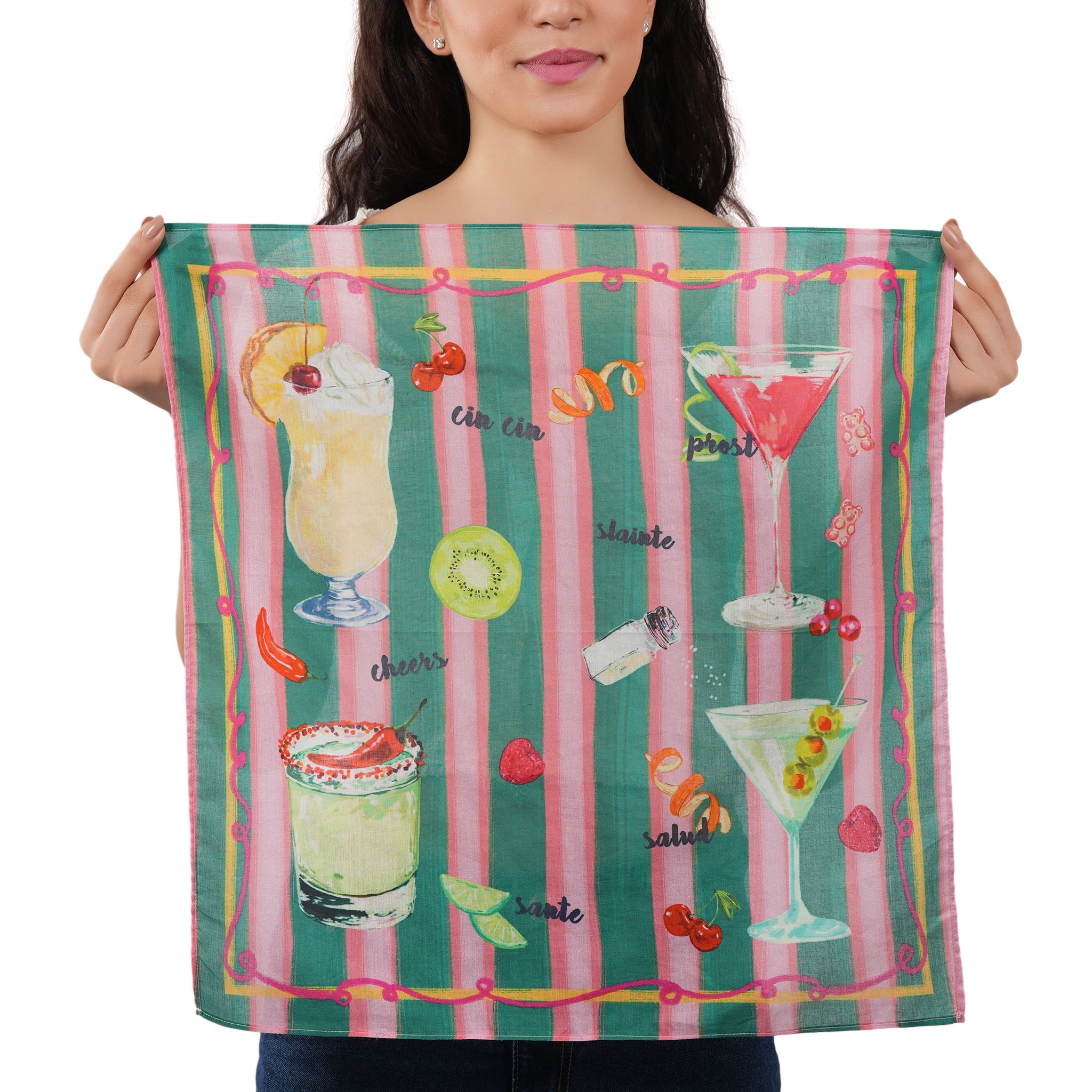 Cheers & Charms Cocktail Bandana - Dark Green