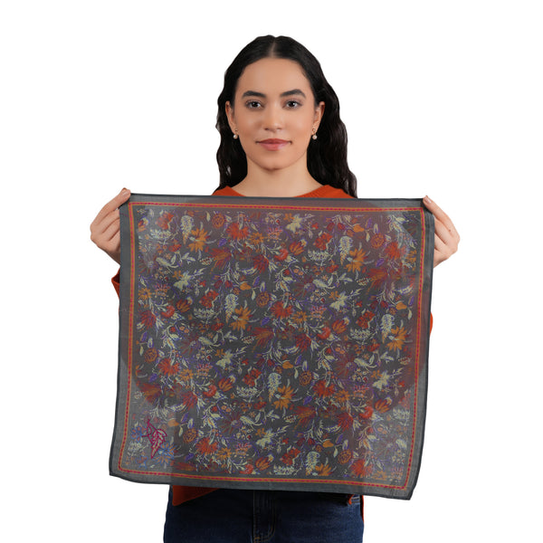 Vineyard Bloom Embroidered Bandana - Charcoal Grey