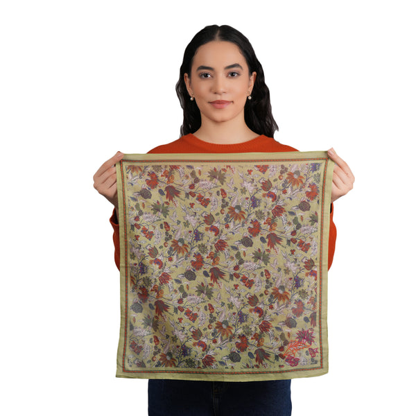Vineyard Bloom Embroidered Bandana - Moss Green