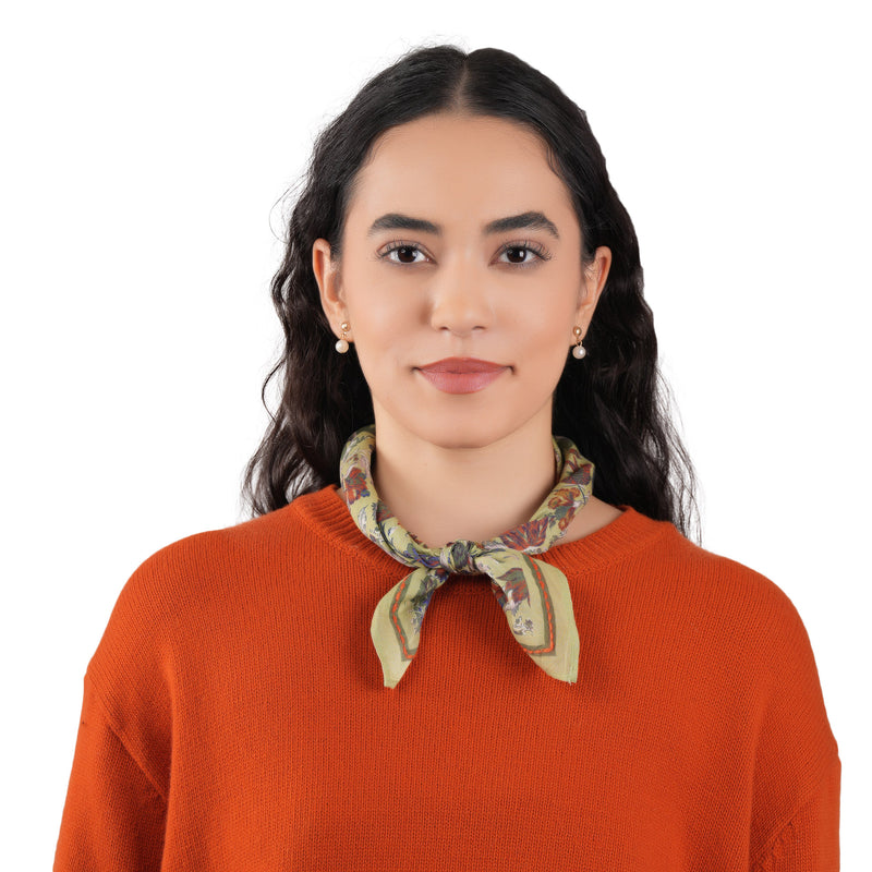 Vineyard Bloom Embroidered Bandana - Moss Green