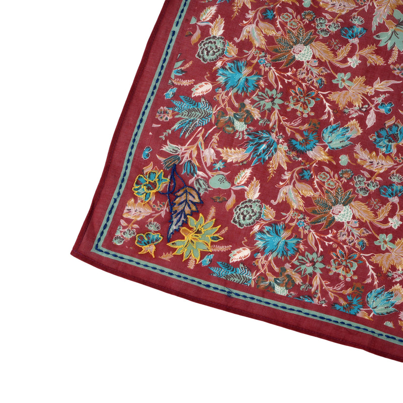 Vineyard Bloom Embroidered Bandana - Terracotta