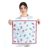 Cherry Gingham Bandana - Ivory Blue