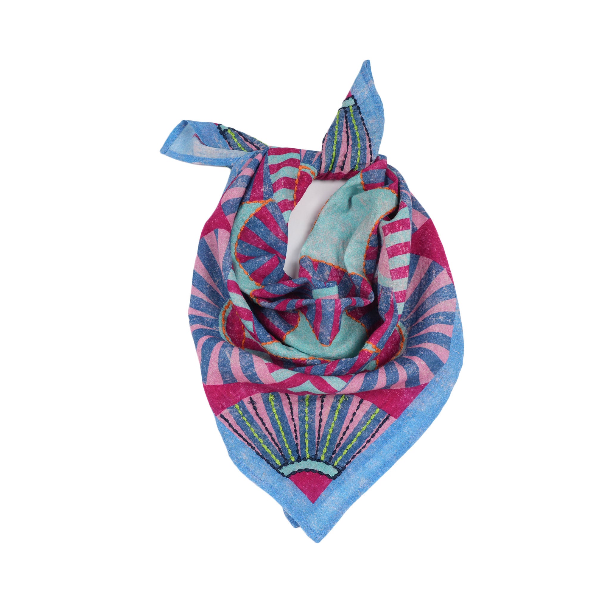 Sunburst Geometry Bandana - Blue