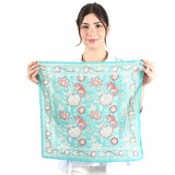 Blooming Peonies Bandana - Aqua
