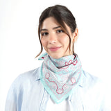 Blooming Peonies Bandana - Sky Light
