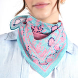 Blooming Peonies Bandana - Teal