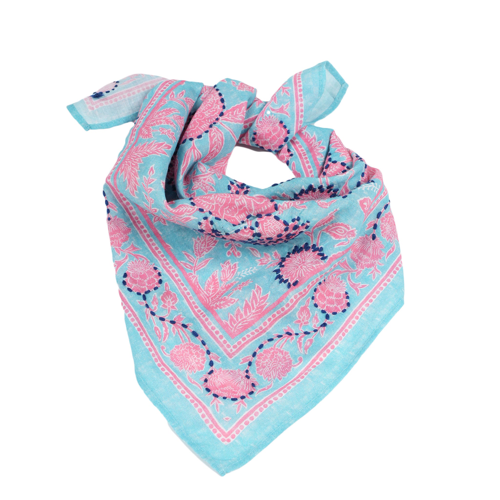 Blooming Peonies Bandana - Teal