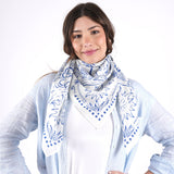 Rio Azul Embroidered Square Scarf - Indigo